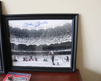 Mickey Mantel Signed Autographed Photo Yankee Stadium on Mickey Mantle Day in 1969