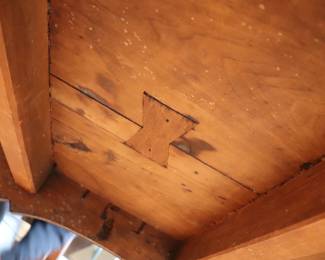 Ornate fruitwood or walnut Table with bone inlay, open pierced legs,scalloped apron Italian 19th century 