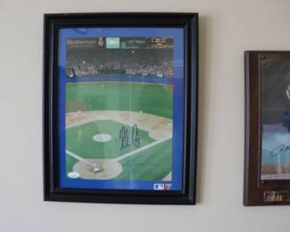 Nolan Ryan & Rickey Henderson Autographed  Photo Texas Rangers 5000th Strikeout