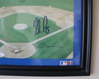 Nolan Ryan & Rickey Henderson Autographed  Photo Texas Rangers 5000th Strikeout