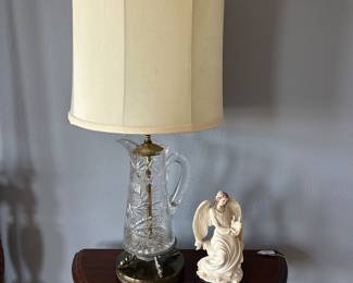 Crystal Lamp and Florence Armani Cherub with Harp