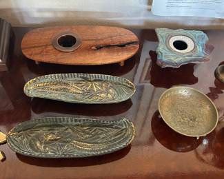 Ikebana Vase, and Vintage Brass Trays