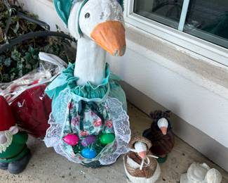 Concrete Goose with Seasonal Outfits and Goslings