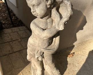 Concrete Cherub Statue with Shell