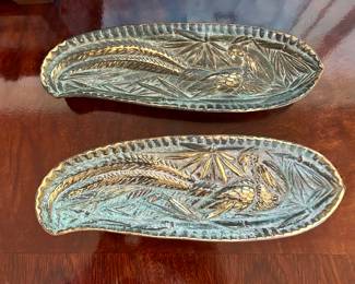 Mid-Century Brass Pheasant Trays