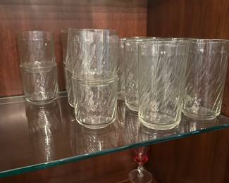 F47 - $20. 8 Tumblers 3.5" tall. 8 Water Glasses 5.75" tall. 