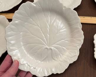 F12 - $150. 8 Pc. 8" Wedgwood of Etruria & Barlaston. Matte Finish - raised Majolica Cabbage Leaf. 