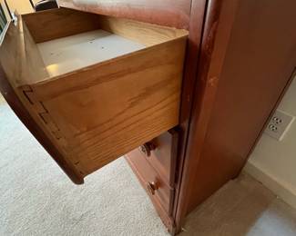 F86 - $95. Vintage Wooden Dresser. Measures 42" wide x 19" deep x 32.75" tall (no mirror) 69" tall with mirror. 