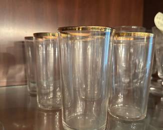 F46 - $5 for 6 Glasses. Wear on gold rim. Measures 4.75" tall. 