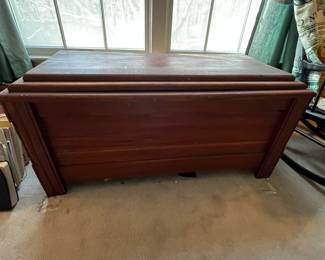 F70 - $60. Wooden Blanket Chest - cedar lined. Measures 46" x 22" deep  x 22" tall. 