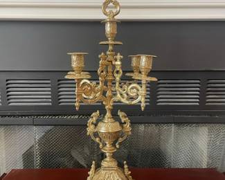 F96 - $200. Single Brass Candelabra. Made in Italy. Measures 20" tall. Brand New! We took it out of the original box. 