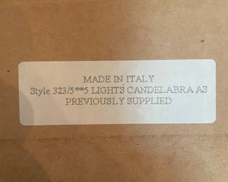 F96 - $200. Single Brass Candelabra. Made in Italy. Measures 20" tall. Brand New! We took it out of the original box. 