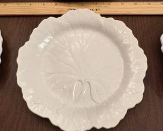 F12 - $150. 8 Pc. 8" Wedgwood of Etruria & Barlaston. Matte Finish - raised Majolica Cabbage Leaf. 