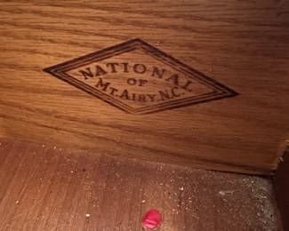 F11 - $275. National of Mt. Airy Solid Wood Dresser & Mirror. Very good vintage condition! Solid piece - all drawer slide easily. Measures 54" wide x 20" deep x 33.5" tall. Mirror is detachable and measures 41" wide x 33" tall. 