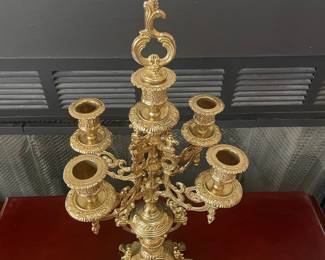 F96 - $200. Single Brass Candelabra. Made in Italy. Measures 20" tall. Brand New! We took it out of the original box. 