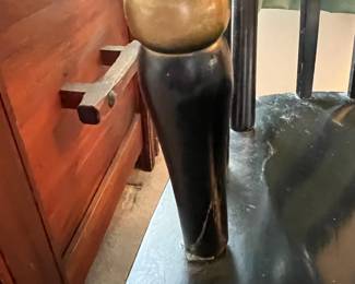 F84 - $60. Tell City Chairs Black Rocker. Tole Painted Black & gold. Measures 22" wide x 39" tall x 28.5" deep. 