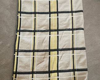 F97 - $50. Bates Bedspreads - Vintage Coverlet. Made in the USA. Dark Grey, Yellow & Tan. Measures 92" x 72".
