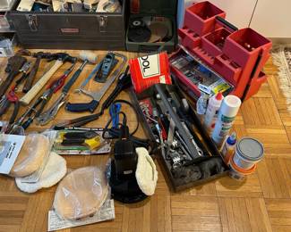 F51 - $50. Tool LOT. Craftman Metal Toolbox with assorted basic hand tools. 
