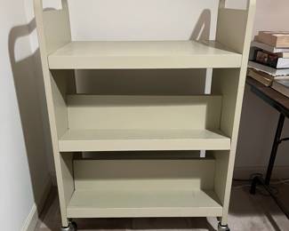 F62 - $250. Industrial Rolling Library Cart. Measures 31" x 17" x 47.25" tall. 