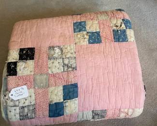 F79 - $20. Vintage Cutter Quilt. Measures 64" x 70". In VERY rough condition - truly a cutter quilt. 