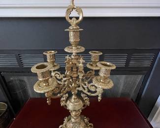 F96 - $200. Single Brass Candelabra. Made in Italy. Measures 20" tall. Brand New! We took it out of the original box. 