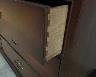 F11 - $275. National of Mt. Airy Solid Wood Dresser & Mirror. Very good vintage condition! Solid piece - all drawer slide easily. Measures 54" wide x 20" deep x 33.5" tall. Mirror is detachable and measures 41" wide x 33" tall. 