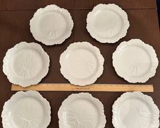 F12 - $150. 8 Pc. 8" Wedgwood of Etruria & Barlaston. Matte Finish - raised Majolica Cabbage Leaf. 