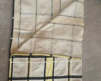 F97 - $50. Bates Bedspreads - Vintage Coverlet. Made in the USA. Dark Grey, Yellow & Tan. Measures 92" x 72".
