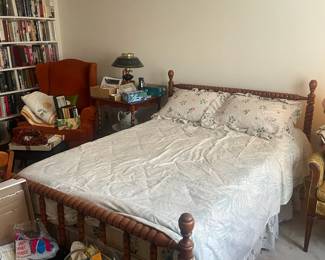 F69 - $100. Full Size Bed. Measures 57" wide x 82" long x 41" tall. Mattress & Box Spring are older but in good condition!