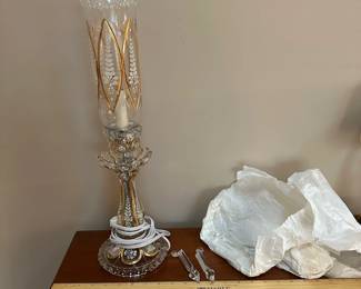 F2 - $125. New Old Stock (we took it out of the box) Baccarat Candlestick Lamp. Measures 21" tall. 