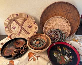 Vintage Vinyl Tablecloths Woven Trays Trivets And More