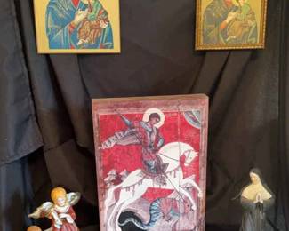 St George Icon on Wood Board Our Lady of Perpetual Help More