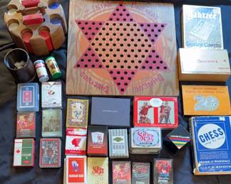 Chinese Checkerboard Vintage NIB Playing Cards Dominos And Much More