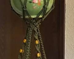 Vintage Macrame Plant Hangers Ceramic Pots
