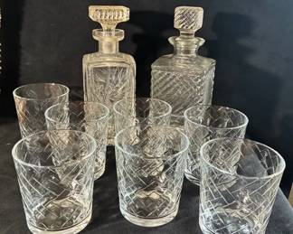 Decanters And Basketweave Glasses