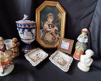 Porcelain Figurines HandPainted Porcelain Italian Lidded Urn And More