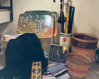 Vintage Decor Woven Baskets Floral TV Trays and More