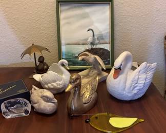 Ceramic Swan Planters Brass Ducks Art and Other Themed Decor