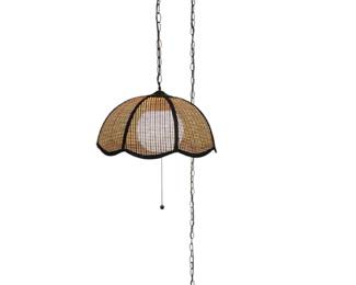 Rattan Scalloped Edge Swag Lamp