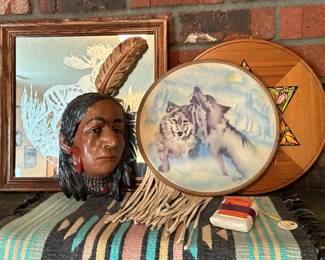 Plaster Native American Bust And More