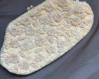 Ivory Beaded Hand Bag Made In Hong Kong