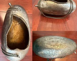 antique Persian Kashkul, or dervish begging bowl 