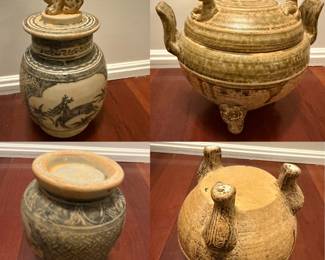 AN ASH-GLAZED 'PROTO-PORCELAIN' TRIPOD JAR AND COVER, DING Reproduction 