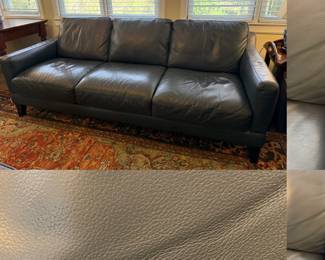 Macy’s Dark Navy Leather Couch