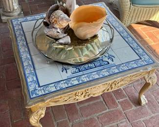 English custom delft tiled top table