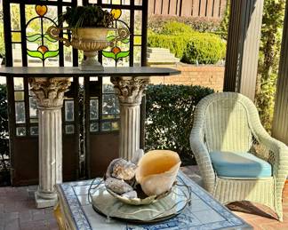 Custom pergola furniture and antique wicker