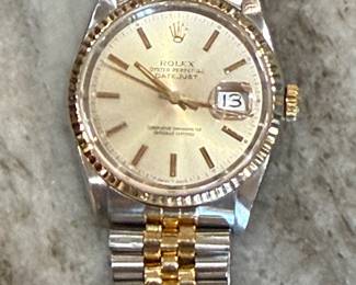 Rolex Men's Datejust Two Tone Fluted Silver Index Dial