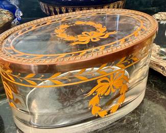 French Oval Gilded Glass Box, Circa 1880