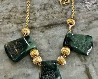 14K gold and jade collar