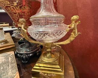 Baccarat cut glass and gilt ormolu vase 1880s
